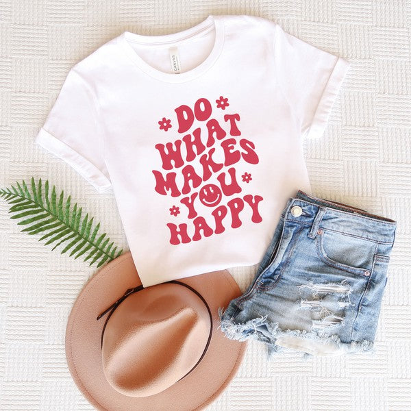 Makes You Happy Flowers Short Sleeve Graphic Tee
