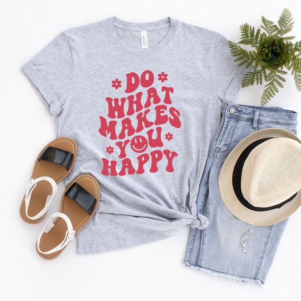 Makes You Happy Flowers Short Sleeve Graphic Tee