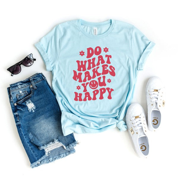 Makes You Happy Flowers Short Sleeve Graphic Tee