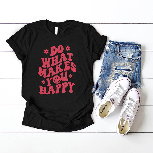 Makes You Happy Flowers Short Sleeve Graphic Tee